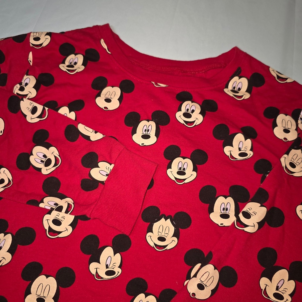 Disney Mickey Mouse All Over Print Red Sweatshirt Crewneck XL Mens Womens - Picture 2 of 6